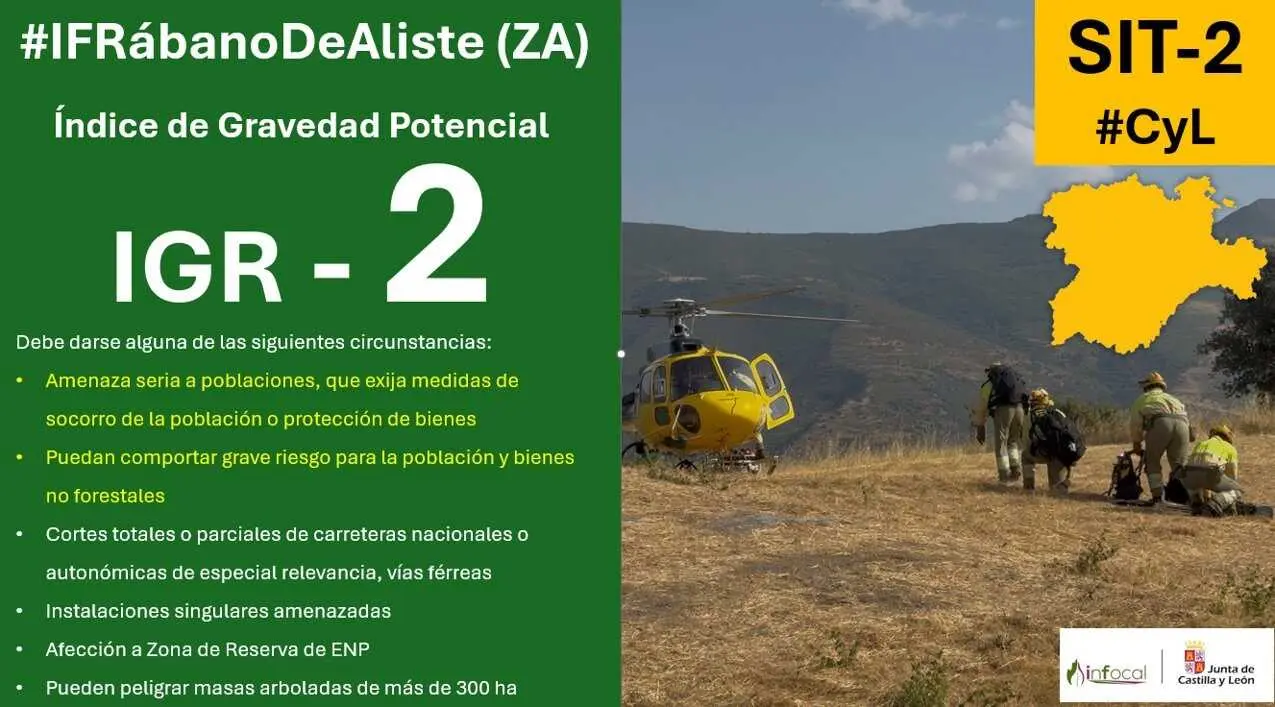 Declarado de gravedad 2 un incendio en R&aacute;bano de Aliste (Zamora)