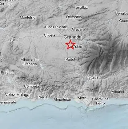 Imagen del epicentro del terremoto registrado en Og&iacute;jares (Granada).