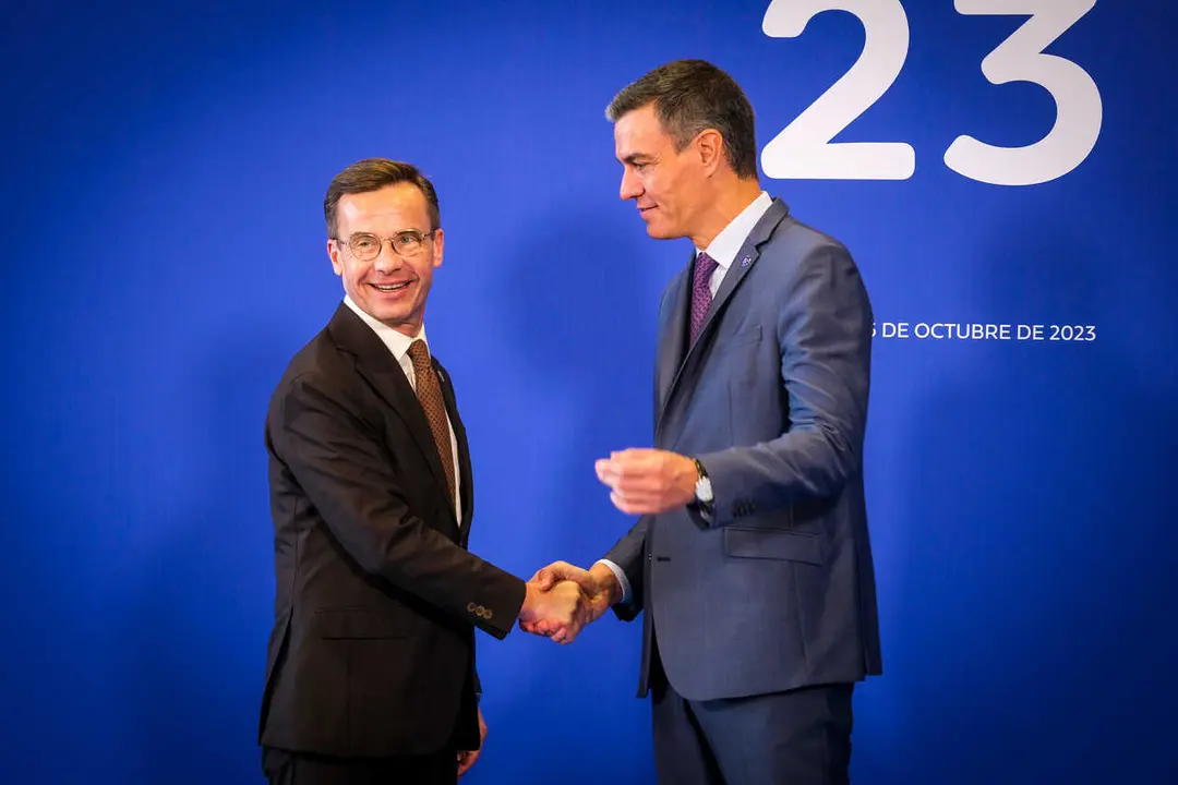 Ulf Kristersson with Pedro Sanchez. The various European heads of state met at an informal summit of the European Economic Community.