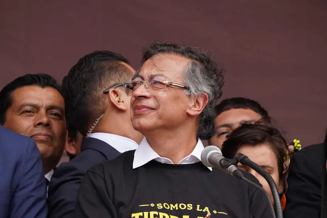 Colombian president Gustavo Petro takes part during the Independence Day of Colombia military parade in Bogota, Colombia on July 20, 2026. Photo by: Sebastian Marmolejo/Long Visual Press