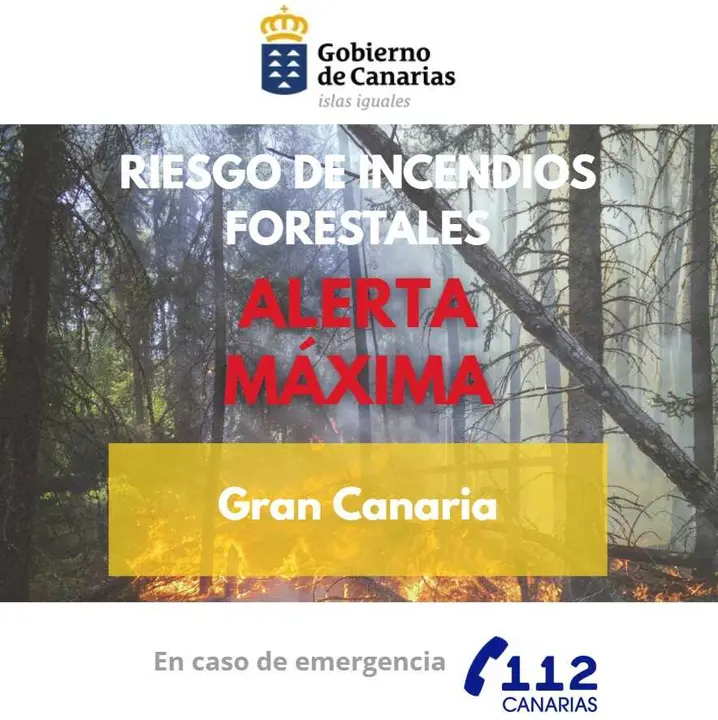 Alerta m&aacute;xima por incendios forestales en Gran Canaria