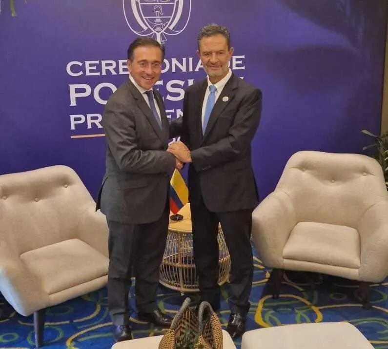 ​El Ministro De Asuntos Exteriores, Uni&oacute;n Europea Y Cooperaci&oacute;n, Jos&eacute; Manuel Albares, Y  El Nuevo Canciller Colombiano, Omar Bula.