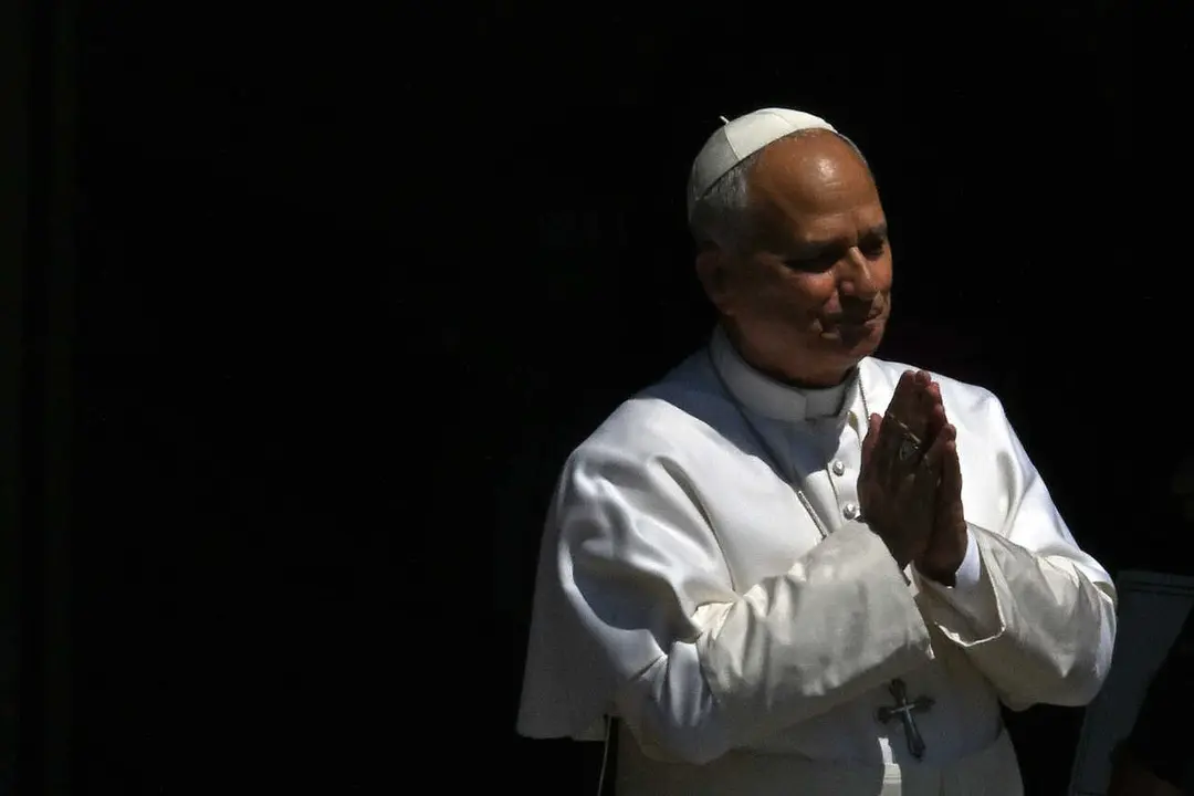 IPA86628352 - Italy, Castel Gandolfo, Vatican, July 12, 2026: Pope Leo XIV leads the Angelus prayer from the entrance of the Apostolic Palace in Piazza della Libert&agrave; (Liberty Square) at the papal summer residence in Castel Gandolfo.  Photograph by ALESSIA GIULIANI  / Catholic Press Photo