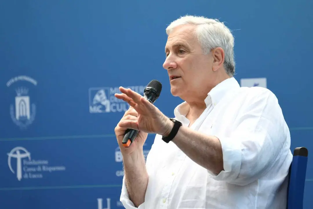 Minister Antonio Tajani, Vice President of the Council, Minister of Foreign Affairs and International Cooperation during a public meeting with the Director of TG2 at the Caff&eacute; della Versiliana, Marina di Pietrasanta, 02/08/2026