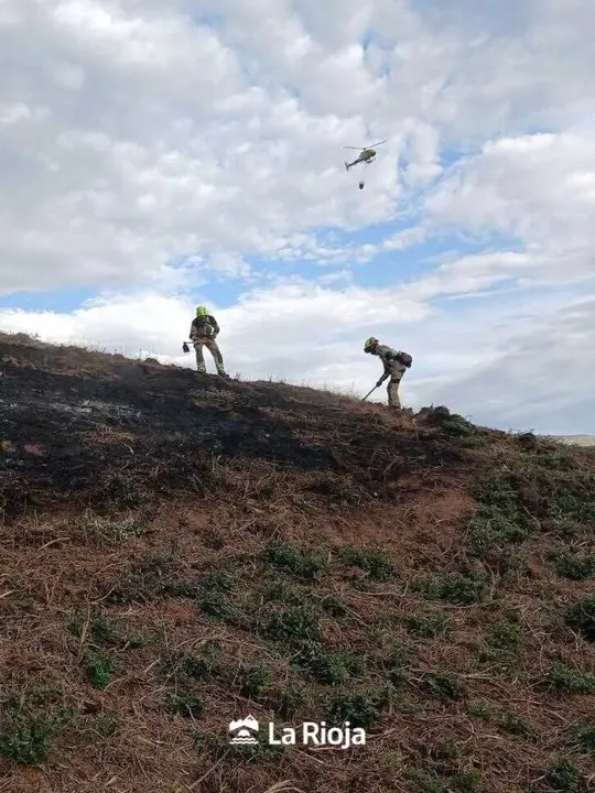 Forestales trabajando en la extinci&oacute;n del incendio de Ezcaray