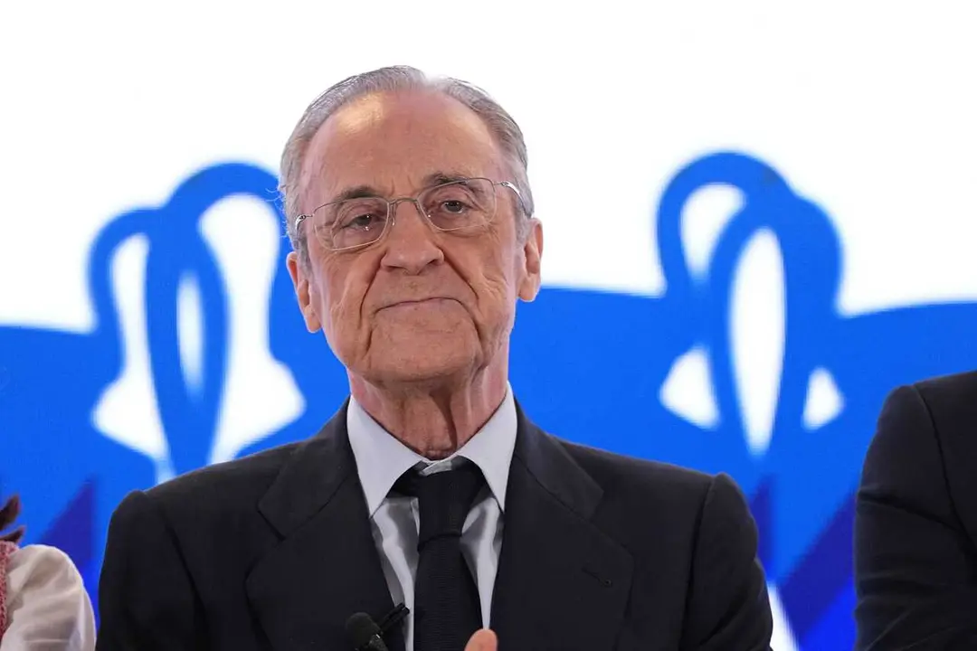 Archivo - Florentino Perez attends the Media after winning the Real Madrid&rsquo;s presidential election day at Eurobuilding Hotel on June 08, 2026 in Madrid, Spain.