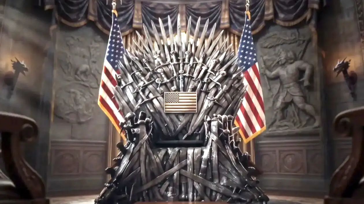 Imagen del Trono de Hierro de Juego de Tronos recreado por IA por la Casa Blanca