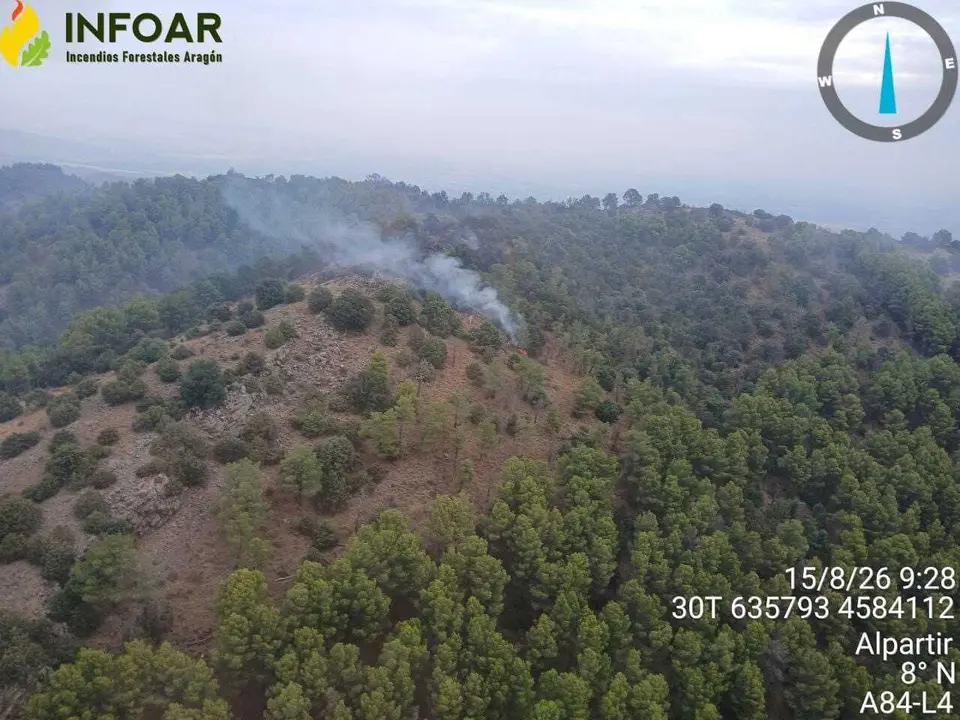 Incendio forestal en la Sierra de Algair&eacute;n.