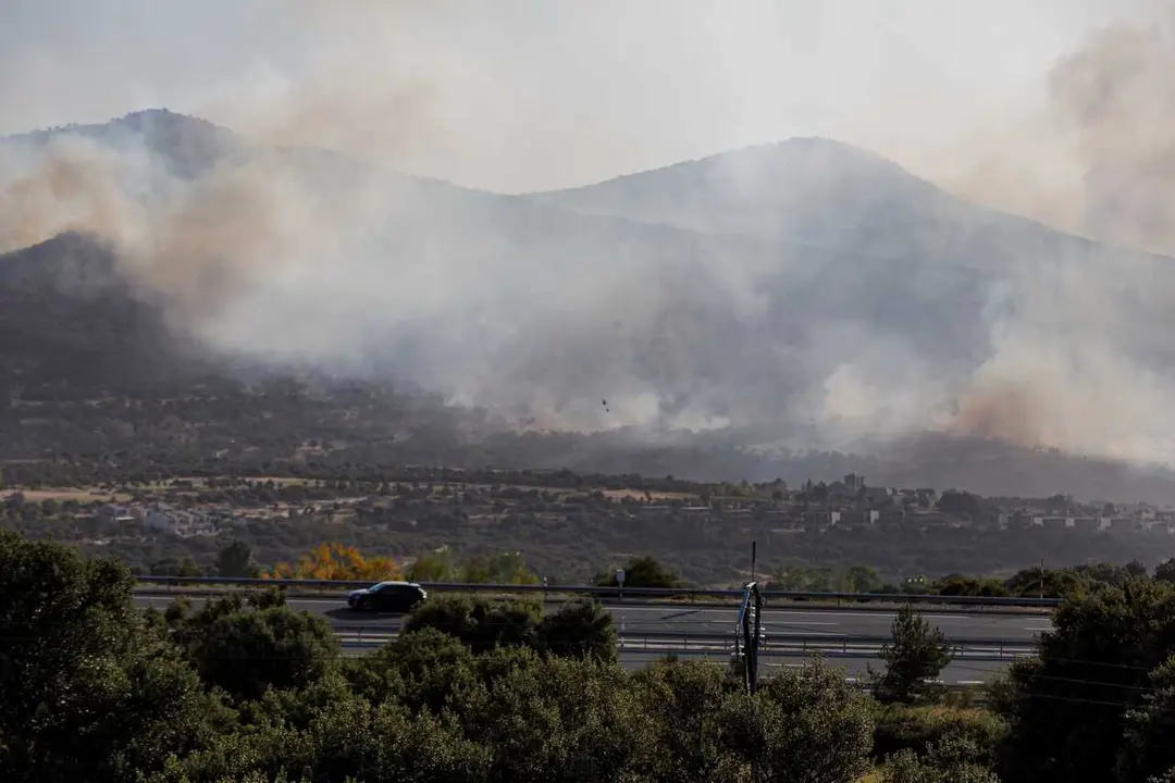 Vista del incendio de Navas de San Antonio el pasado 9 de agosto.