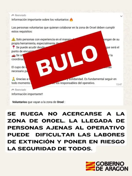 El Gobierno de Arag&oacute;n desmiente el bulo.