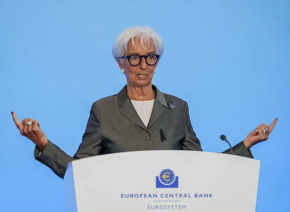 23 July 2026, Hesse, Frankfurt am Main: President of the European Central Bank (ECB) Christine Lagarde speaks at a press conference during the ECB Governing Council meeting. Photo: Andreas Arnold/dpa