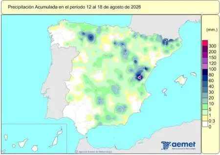 Espa&ntilde;a acumula 625 l/m2 de lluvias desde el 1 de octubre, un 7% m&aacute;s que el valor normal.