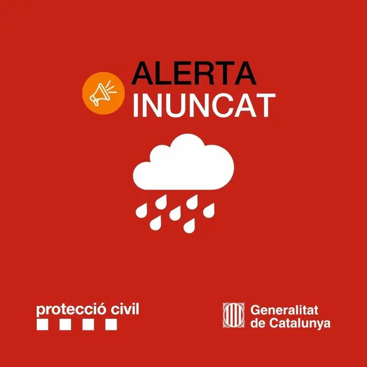 Archivo - Imagen de la alerta Inuncat por intensidad de lluvias