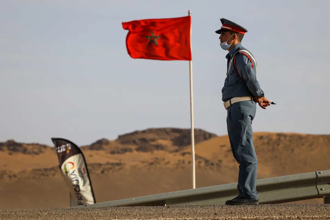 Ambiance, Moroccan police during the Rallye du Maroc 2021, from October 8 to 13, 2021 in Zagora, Morocco - Photo Julien Delfosse / DPPI