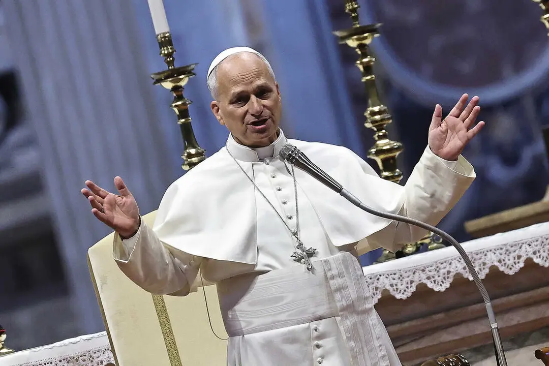 26 August 2026, Vatican, Vatican City: POPE LEO XIV leads his Wednesday's General Audience in St. Peter's Basilica at the Vatican. Photo: Evandro Inetti/ZUMA Press Wire/dpa