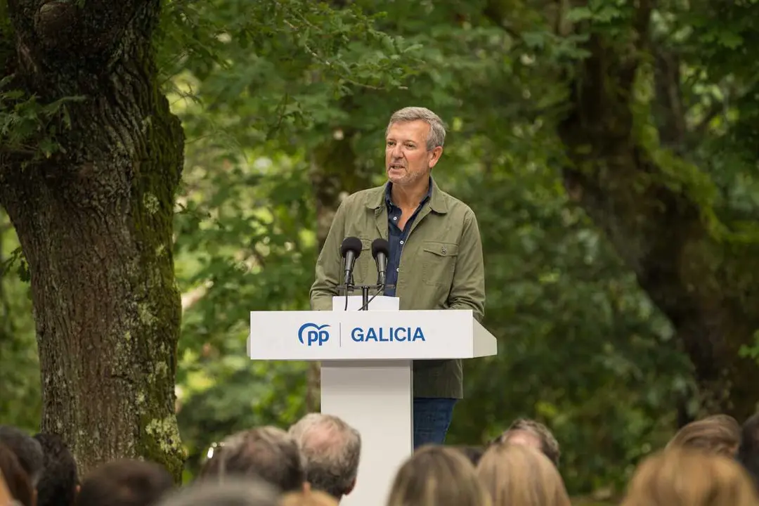 El presidente del PPdeG, Alfonso Rueda, durante el acto de apertura del curso pol&iacute;tico del PP, a 29 de agosto de 2026, en Cerdedo-Cotobade, Pontevedra, Galicia (Espa&ntilde;a).