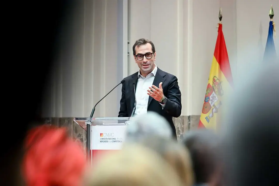 El vicepresidente primero y ministro de Econom&iacute;a, Comercio y Empresa, Carlos Cuerpo; interviene durante la toma de posesi&oacute;n de las nuevas responsabilidades de la CNMC, a 9 de septiembre de 2026, en Madrid (Espa&ntilde;a). La Comisi&oacute;n Nacional de los Mercados y l