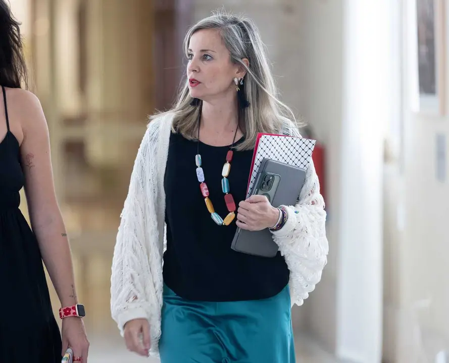 La portavoz de Sumar en el Congreso, Ver&oacute;nica Barbero, a su llegada a la Junta de Portavoces en el Congreso de los Diputados, en la sala Mariana Pineda, a 8 de septiembre de 2026, en Madrid (Espa&ntilde;a).