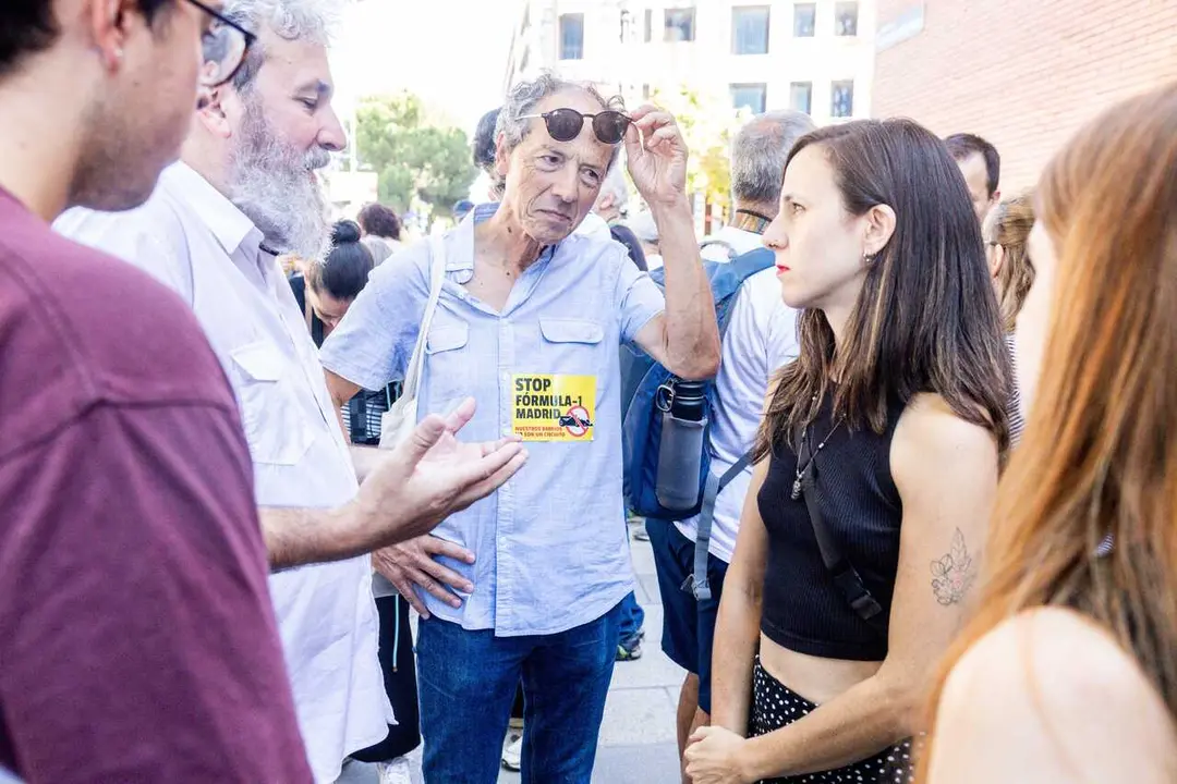 La secretaria general de Podemos, Ione Belarra, durante una concentraci&oacute;n para protestar por la celebraci&oacute;n del Gran Premio de F&oacute;rmula 1, a 13 de septiembre de 2026, en Madrid (Espa&ntilde;a). 