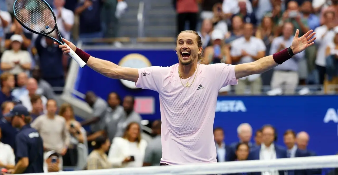 Zverev celebrando su victoria en el US Open