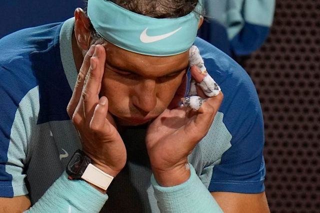 <p> Rafa Nadal tras perder en octavos del Masters 1000 de Roma </p>