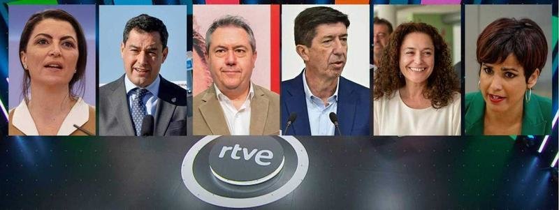 <p> Los seis candidatos a la Presidencia de la Junta de Andalucía y el plató del debate de RTVE - RTVE </p>