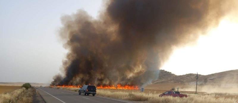 <p> Incendio en el pasto de Fuente Obejuna - Twitter de Infoca </p>