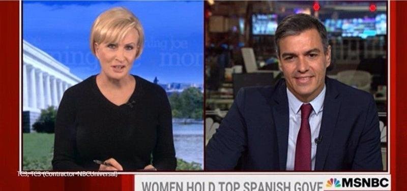  El presidente del Gobierno, Pedro Sánchez, en una entrevista en la cadena estadounidense MSNBC - EP 