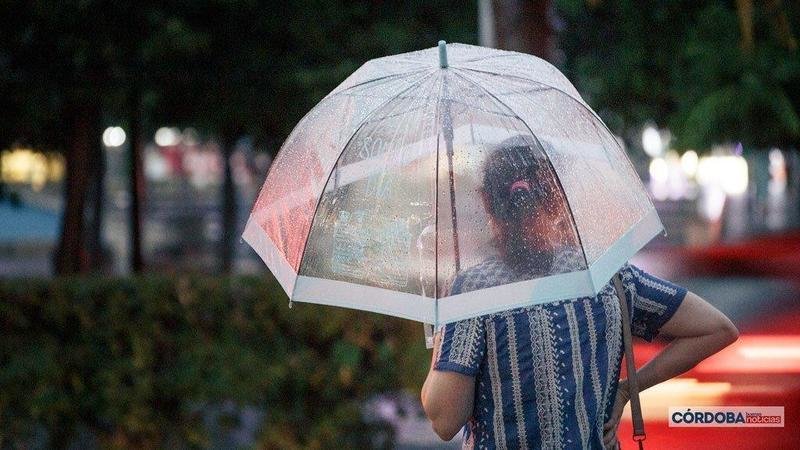 <p> Señora bajo un paraguas, lluvia en Córdoba. | José León. </p>