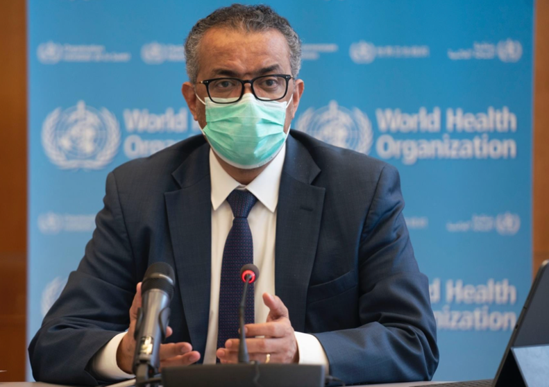 <p> El director general de la Organización Mundial de la Salud (OMS), Tedros Adhanom Ghebreyesus, durante la reunión del Comité de Emergencias de la OMS. En Ginebra (Suiza), a 14 de enero de 2021. - OMS </p>