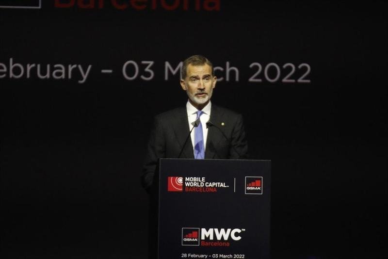 <p> El Rey Felipe VI en su discurso de la cena oficial del MWC 2022 </p>