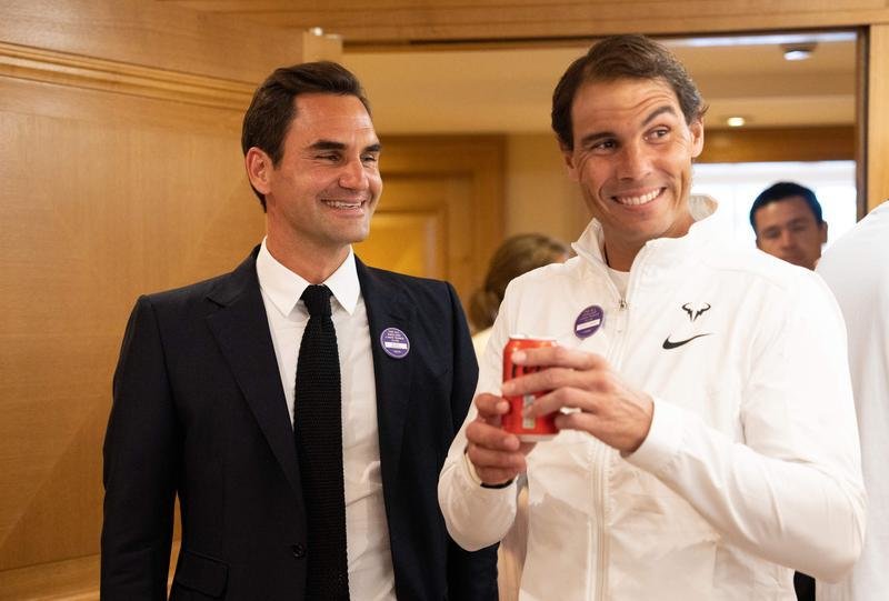 <p> Roger Federer y Rafa Nadal en Wimbeldon 2022 </p>