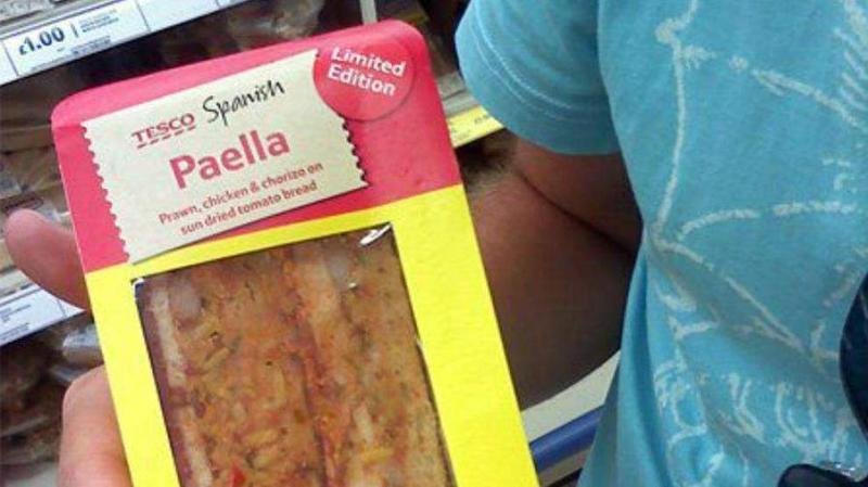 <p> Imagen del sándwich de paella a la venta en supermercados ingleses </p>