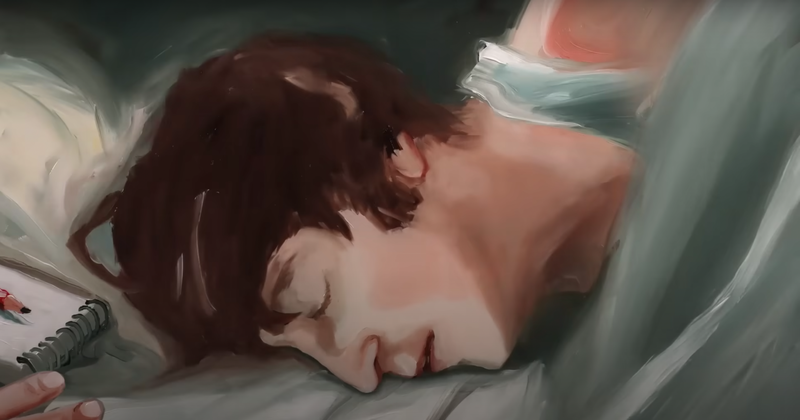 <p> Imagen del videoclip de "I'm Only Sleeping" de The Beatles, creado por Em Cooper </p>