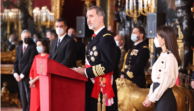  Archivo - El Rey Felipe VI pronuncia su discurso durante la Pascua Militar en 2021 - CASA S. M. EL REY - Archivo 