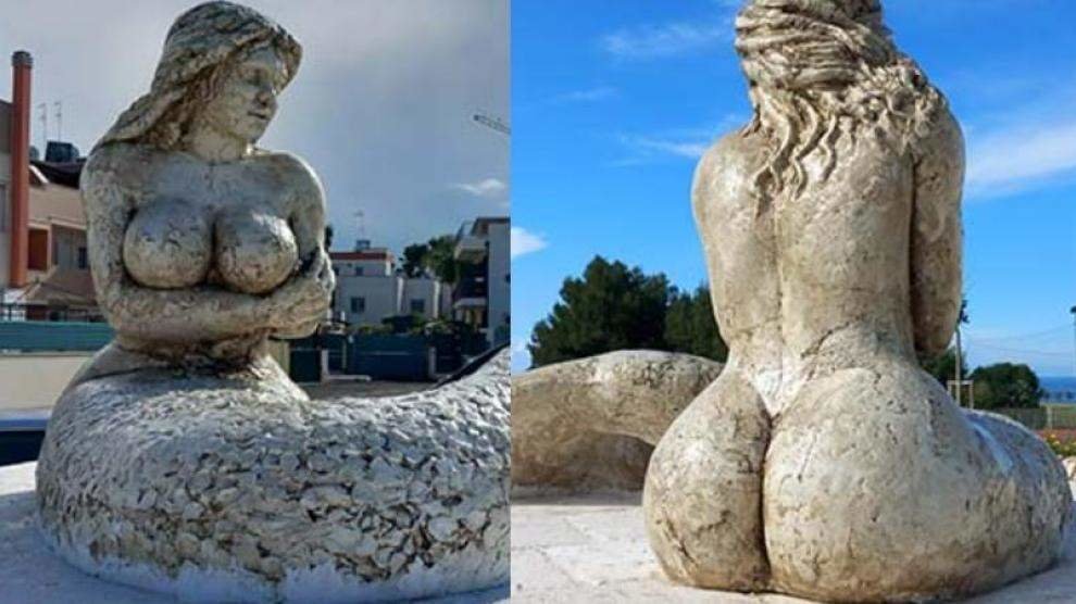  La polémica escultura de la sirena voluptuosa 