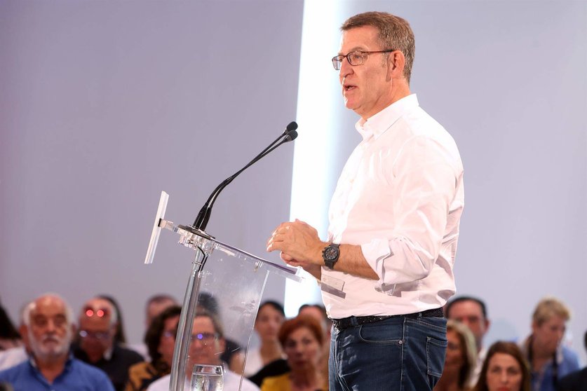  El presidente del Partido Popular, Alberto Núñez Feijóo, interviene durante la Junta Directiva del Partido Popular de las Islas Baleares 