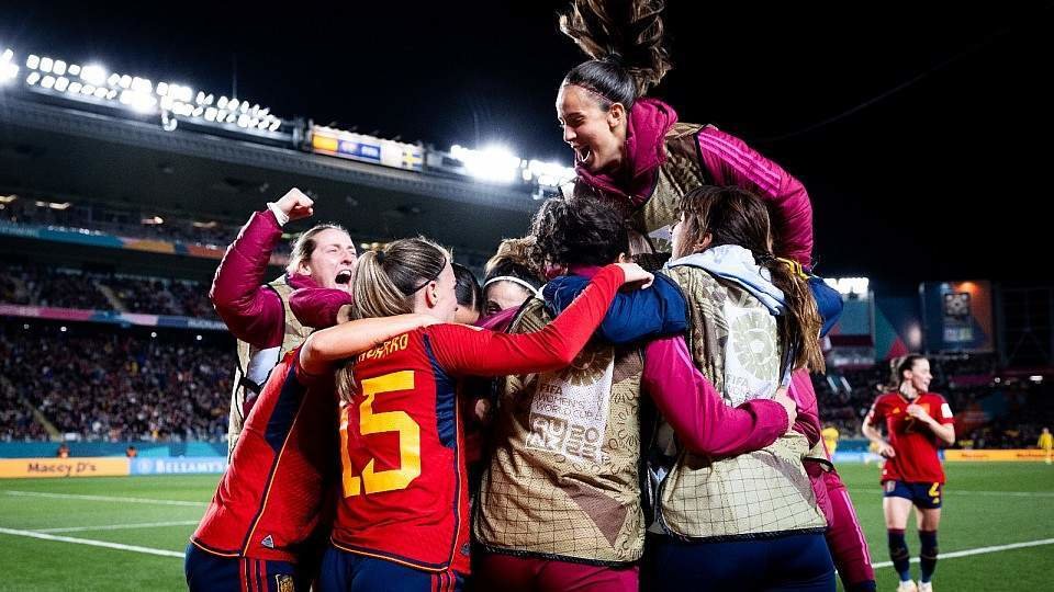  Celebración de uno de los goles de España ante Suecia 