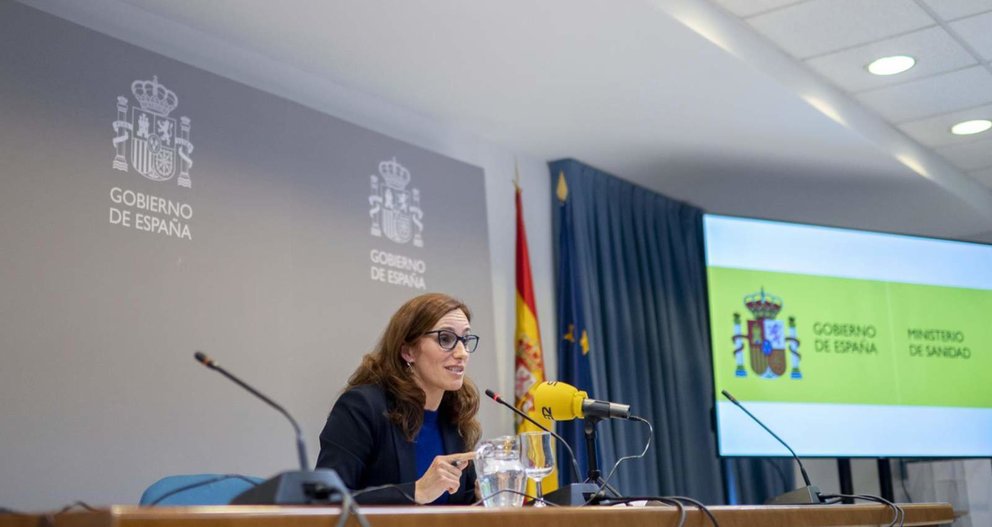  La ministra de Sanidad, Mónica García, durante una rueda de prensa, en la sede del Ministerio, a 10 de enero de 2024, en Madrid (España). - Alberto Ortega - Europa Press 