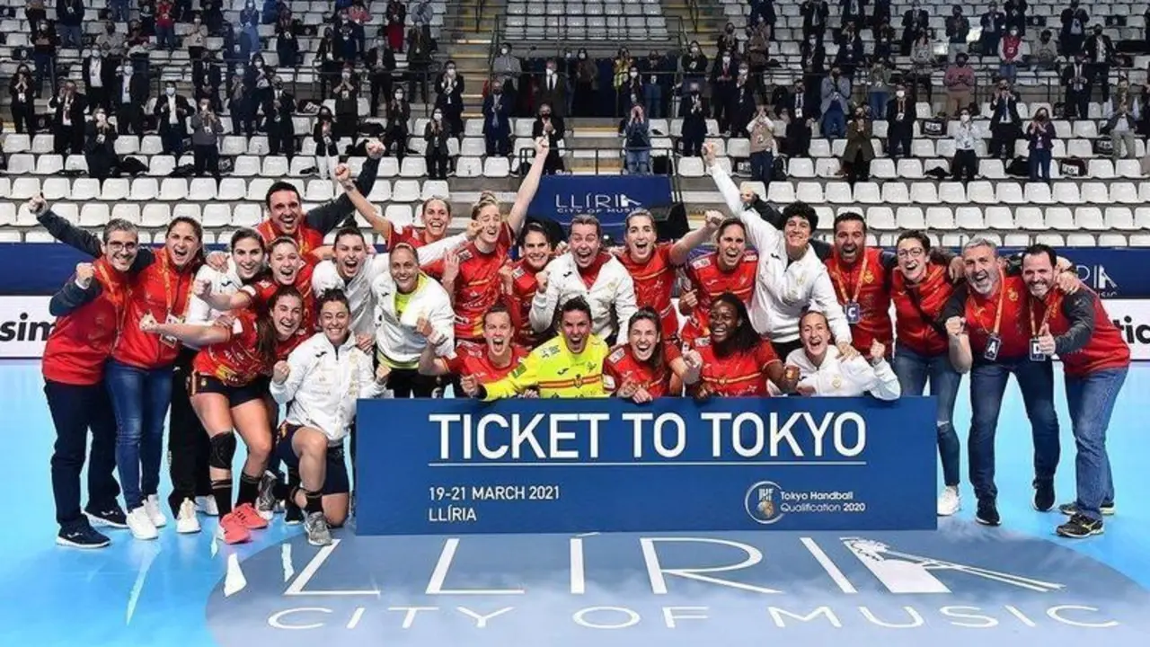  Celebraci&oacute;n de 'Las Guerreras' en la consecuci&oacute;n de su billete a Tokio 2021 