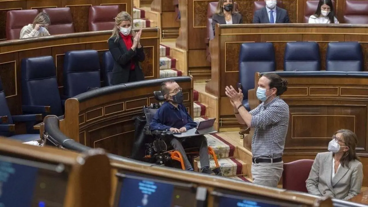  Pablo Iglesias se despide en su &uacute;ltima apariencia en el Congreso de los Diputados. // EP 