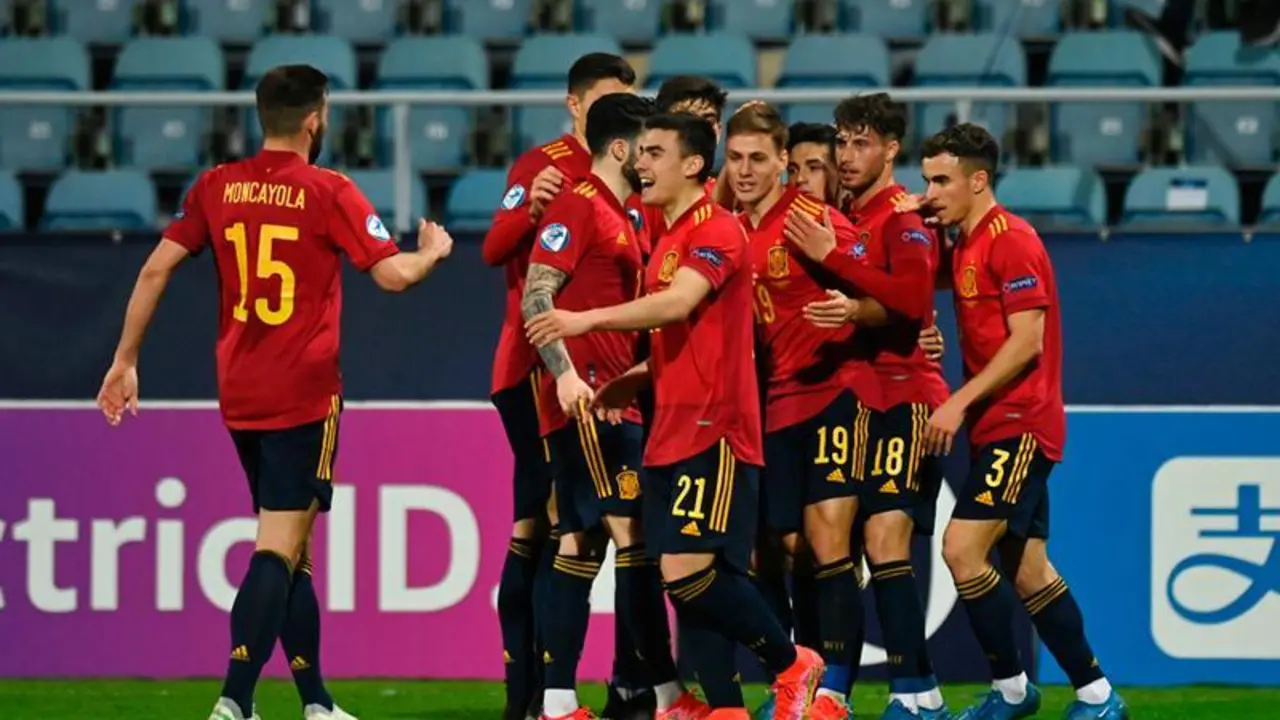  Espa&ntilde;a sub 21 celebrando un gol de Dani G&oacute;mez - Selecci&oacute;n Espa&ntilde;ola de F&uacute;tbol 