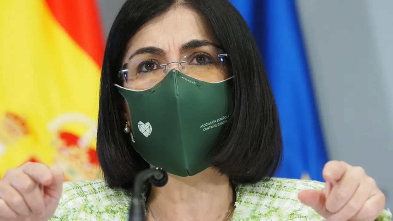  La ministra de Sanidad, Carolina Darias, comparece en una rueda de prensa, en Valladolid, Castilla y Le&oacute;n (Espa&ntilde;a), a 31 de marzo de 2021. Ma&ntilde;ueco y Darias han mantenido un encuentro momentos antes de que la ministra presida en la capital vallisoletana el - Photogenic/Claudia Alba - Europa Press 