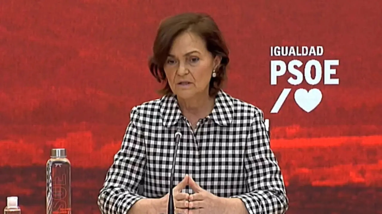  La vicepresidenta primera del Gobierno, Carmen Calvo, durante un acto del PSOE - CAPTURA PSOE 
