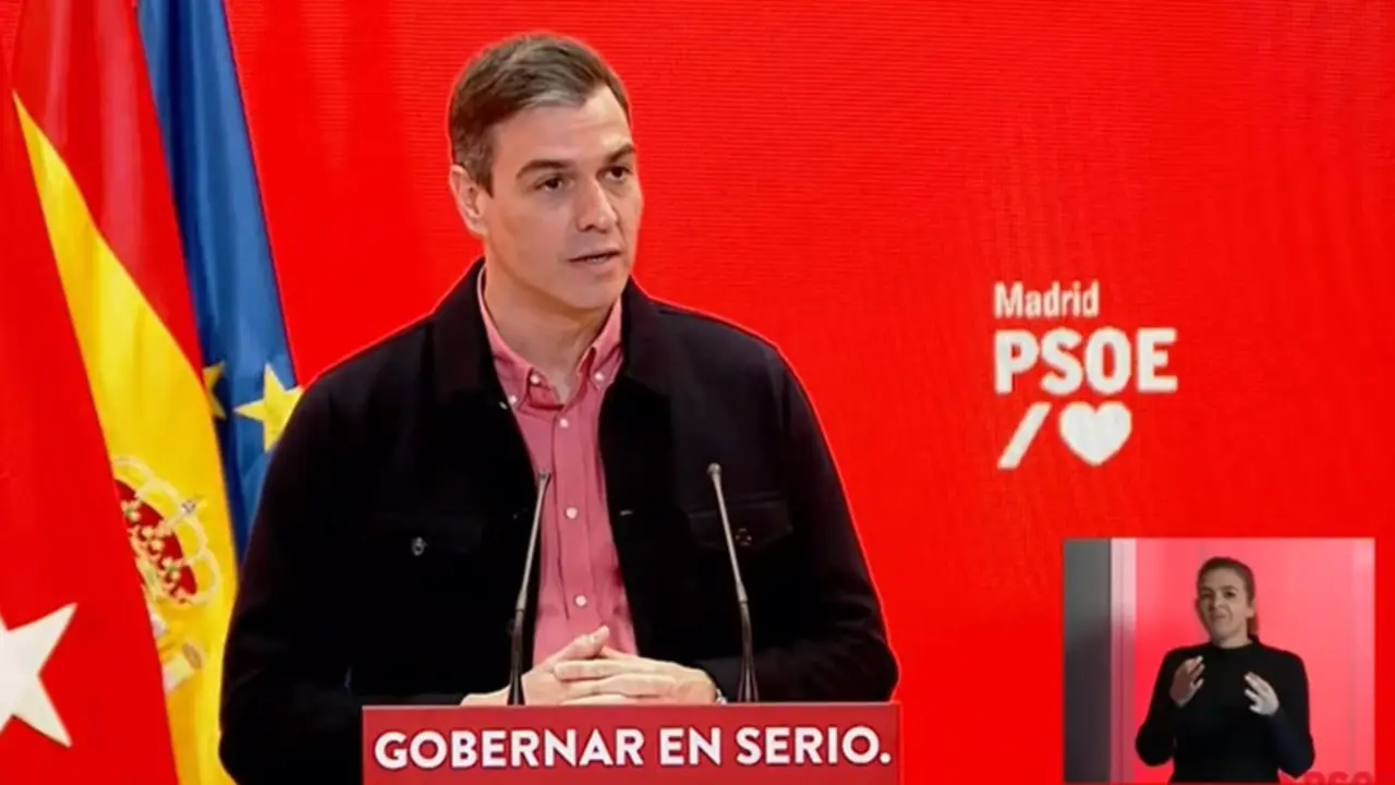  El presidente del Gobierno, Pedro S&aacute;nchez, en un acto este domingo junto al candidato socialista a presidir la Comunidad de Madrid, &Aacute;ngel Gabilondo - PSOE 