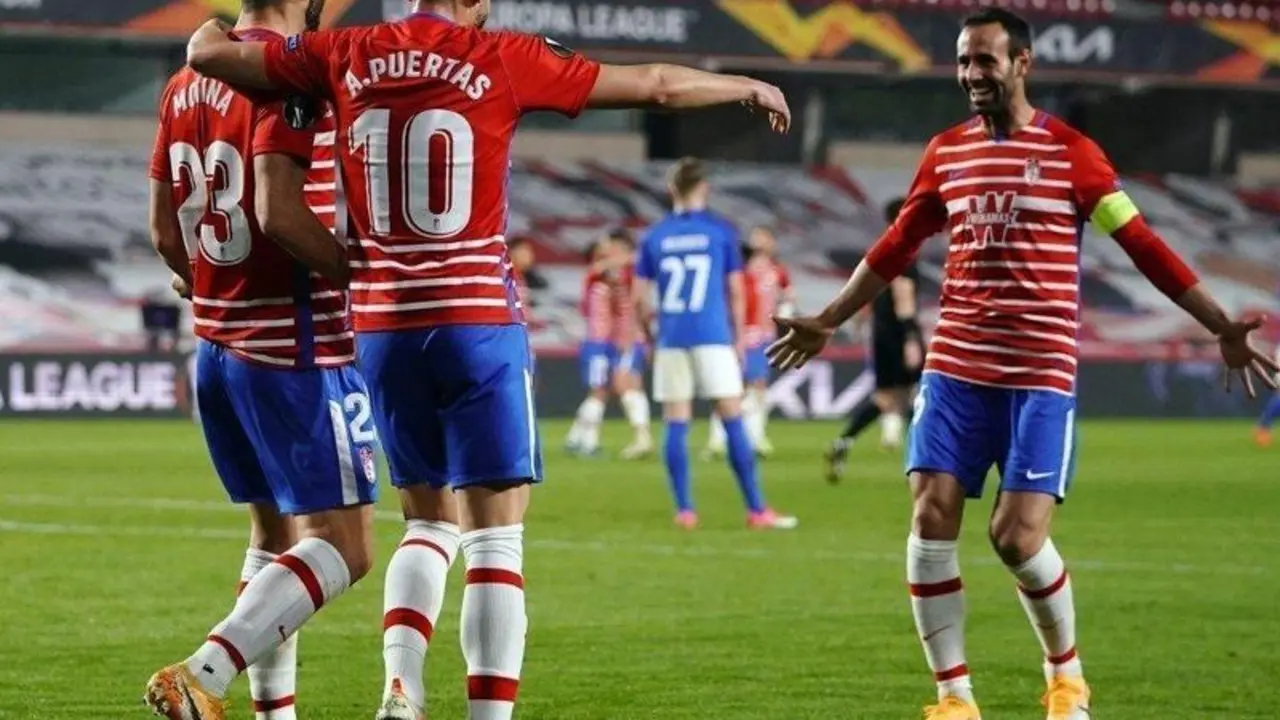  Celebraci&oacute;n del Granada en los octavos de final de la Europa League 