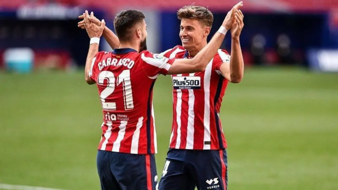  Carrasco y Marcos Llorente, ambos goleadores en la victoria ante el Eibar. 