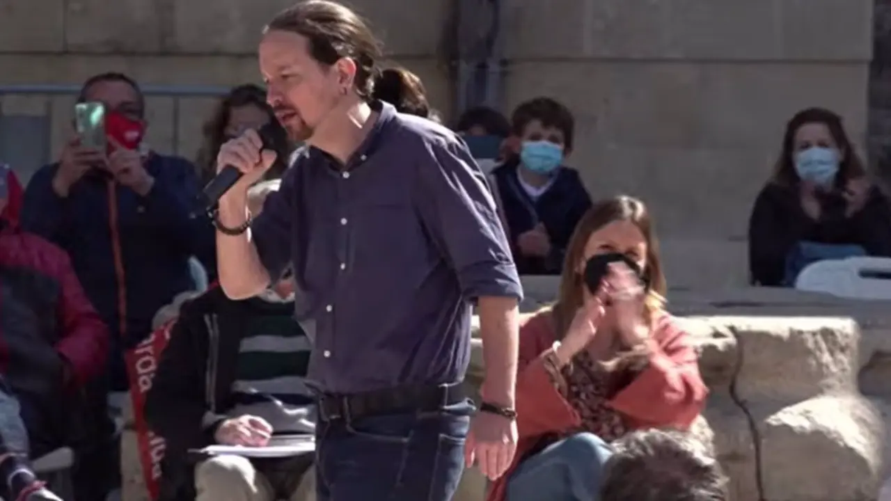  El candidato de Unidas Podemos a la Presidencia de la Comunidad de Madrid, Pablo Iglesias, reivindica "firmeza y no complejos": "No vamos a ganar pidiendo perd&oacute;n y haciendo lo mismo que Ayuso" - UNIDAS PODEMOS 