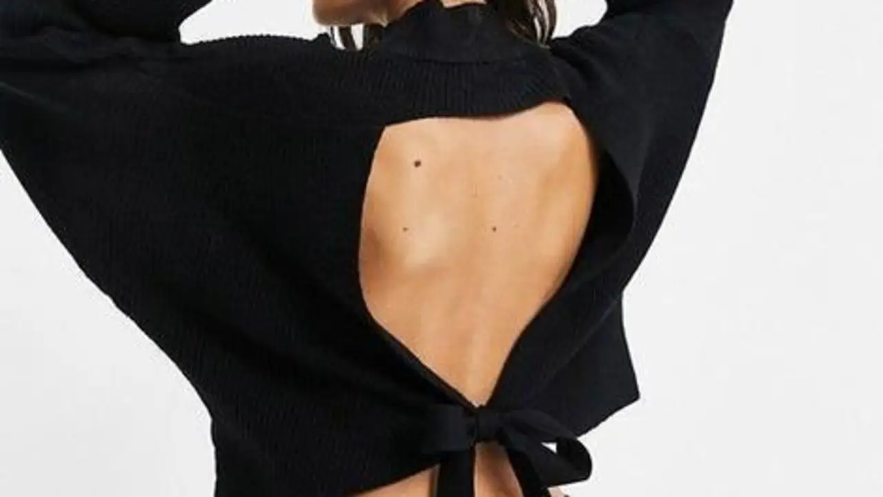 NA-KD open back jumper in black | ASOS