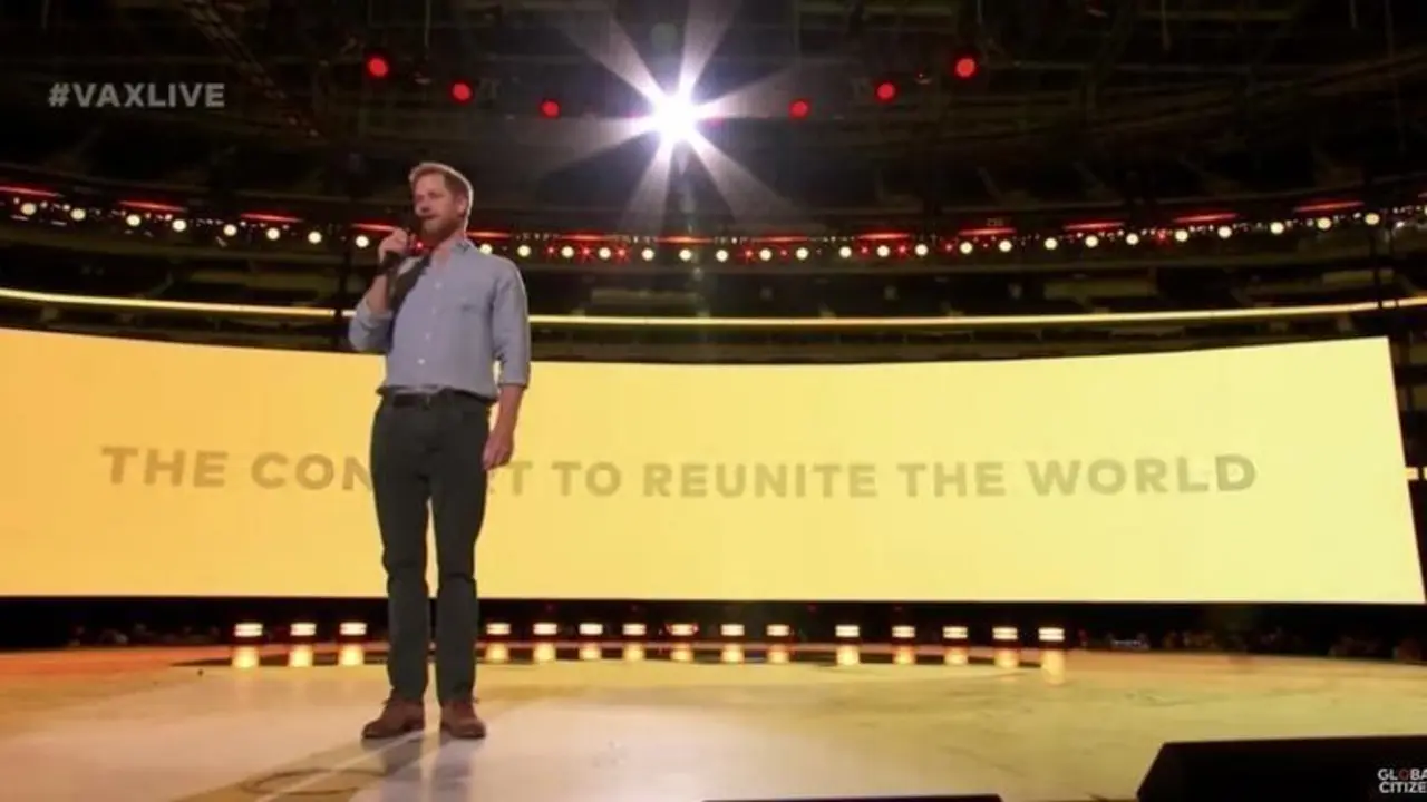  Prince Harry on Vax Live concert stage youtube Global Citizen 